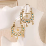 Boucles d'oreilles Savoyardes traditionnelles dorées avec petit Niglo incrusté - Bijou emblématique femme Gitane