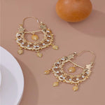 Boucles d'oreilles Savoyardes traditionnelles dorées avec petit Niglo incrusté - Bijou emblématique femme Gitane