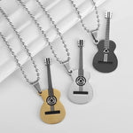 Collier avec pendentif Guitare Manouche dorée - Hommage à Django Reinhardt et à la musique tzigane