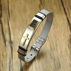 Bracelet Croix d'Acier Doré - La Boutique Gitane bijoux accessoires gitan gipsy boheme manouche