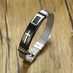 Bracelet Croix d'Acier Noir - La Boutique Gitane bijoux accessoires gitan gipsy boheme manouche